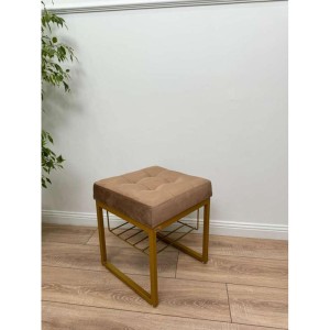 Банкетка Марсей 40-44 с полкой (светло-коричневый/золото)