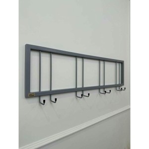 Вешалка настенная металлическая с крючками -93 (серый)