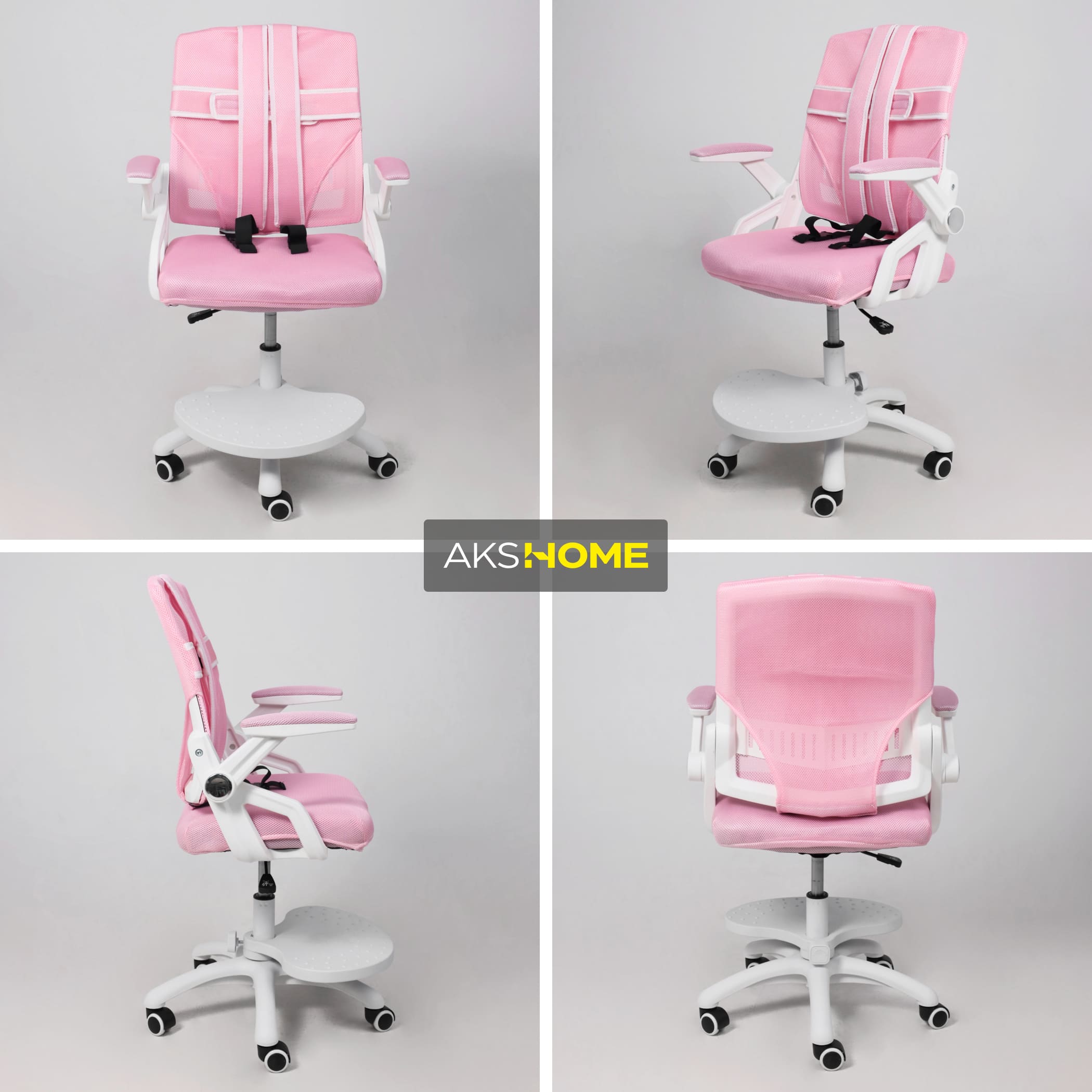 Кресло поворотное Moon, розовый, сетка