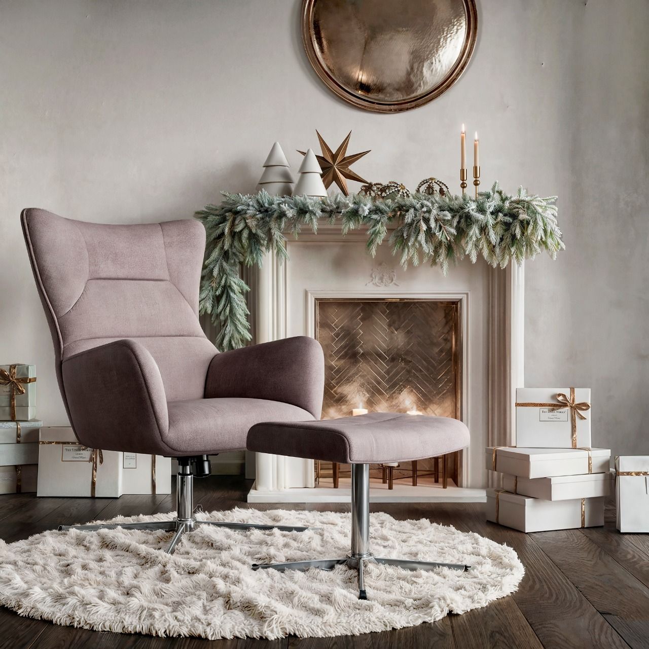 Кресло качалка с оттоманкой ANDREA, серый цена 47 900 ₽ Кресло качалка с оттоманкой ANDREA, серый