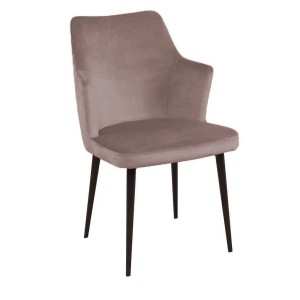 Стул с подлокотниками Хант, бархат пепельно-бежевый 25 / чёрный конус