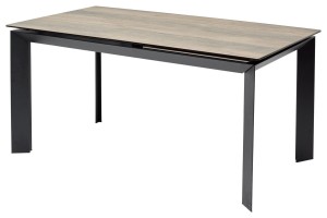 Стол КРЕМОНА (CREMONA) 140 цвет KL-61 под дерево, итальянская керамика/ ЧЕРНЫЙ, ®DISAUR