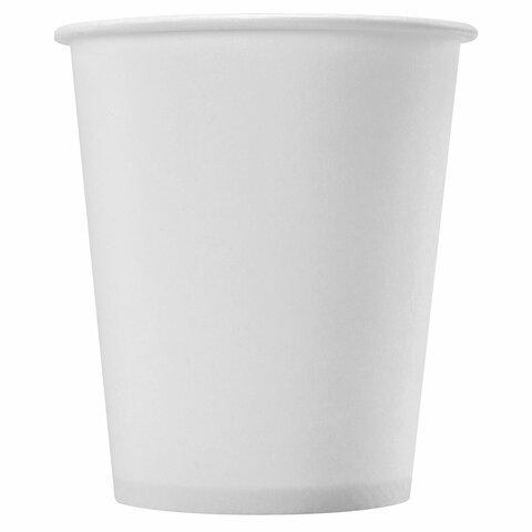 Стакан одноразовый бумажный 250 мл, КОМПЛЕКТ 50 шт., однослойные белые, холодное/горячее, ОФИСМАГ СТАНДАРТ, 608809