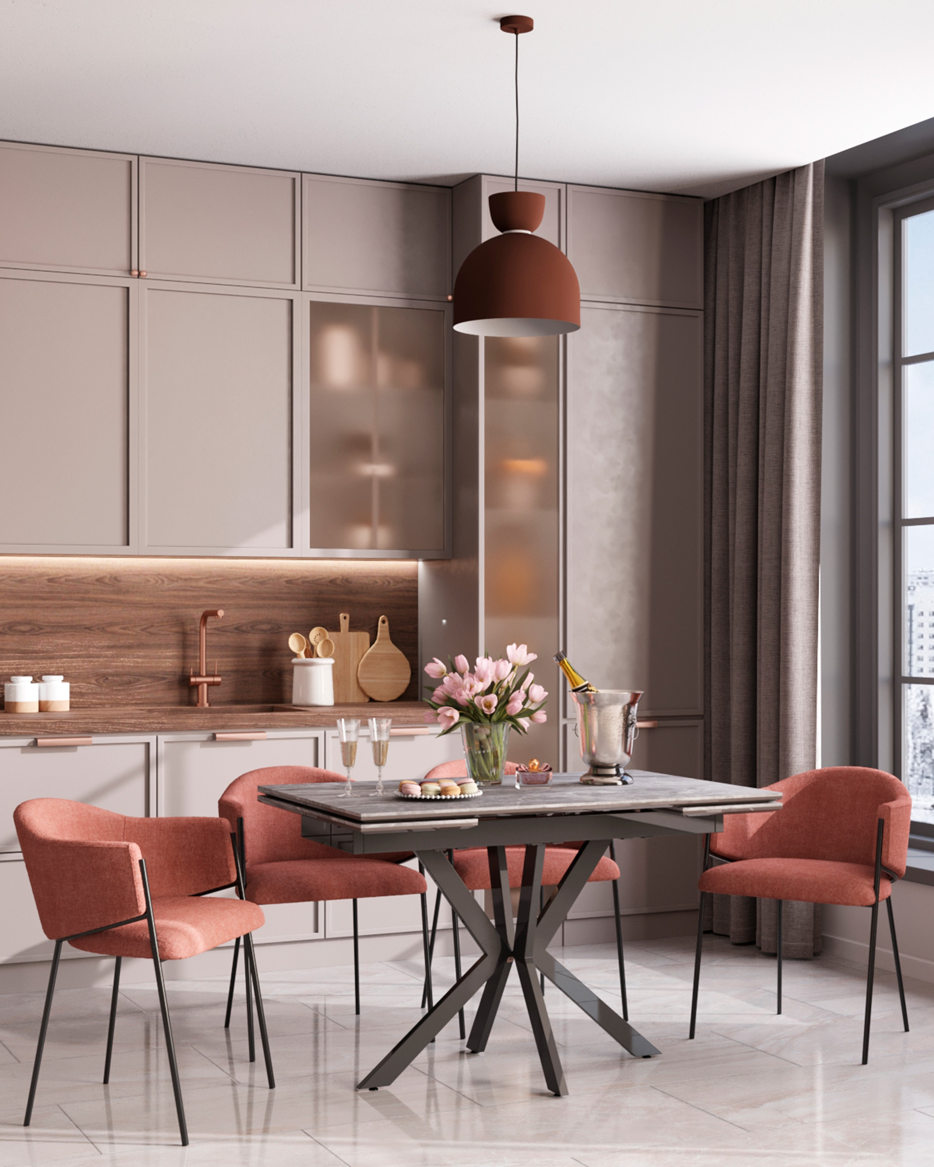 Стол раскладной Marmer 120-180*80*76 керамика антрацит