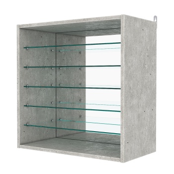 Витрина настенная №1-6ГГ с зеркалом, Метрополитан Грей