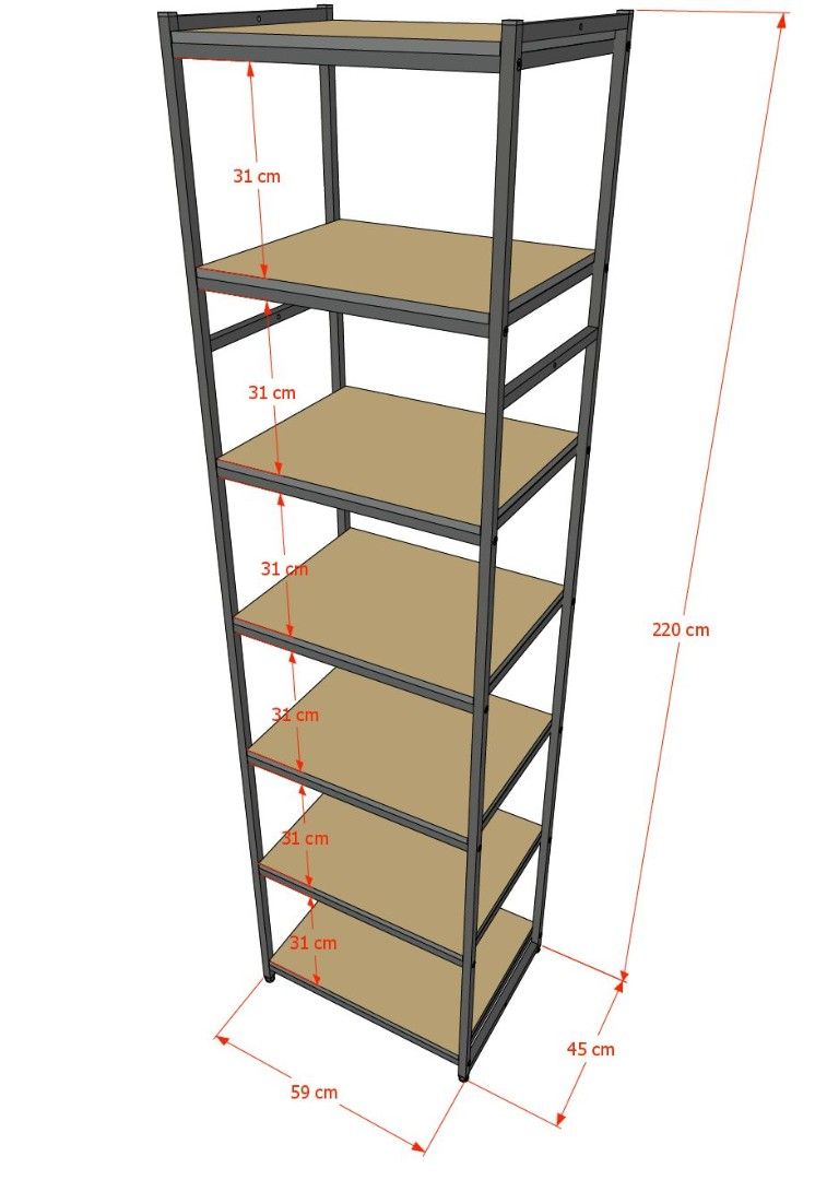 Стеллаж с семью полами A2260-21-ЧДС 220х60х45
