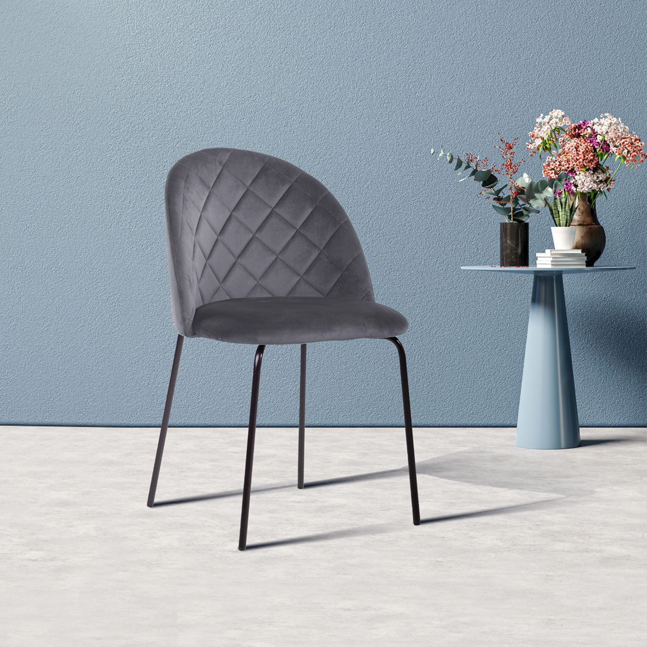 Стул Норд ромб, бархат серый 27