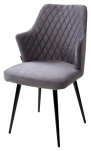 Стул ГЕРМАН (HERMAN) 360 град. СЕРЫЙ #27, велюр / черный каркас