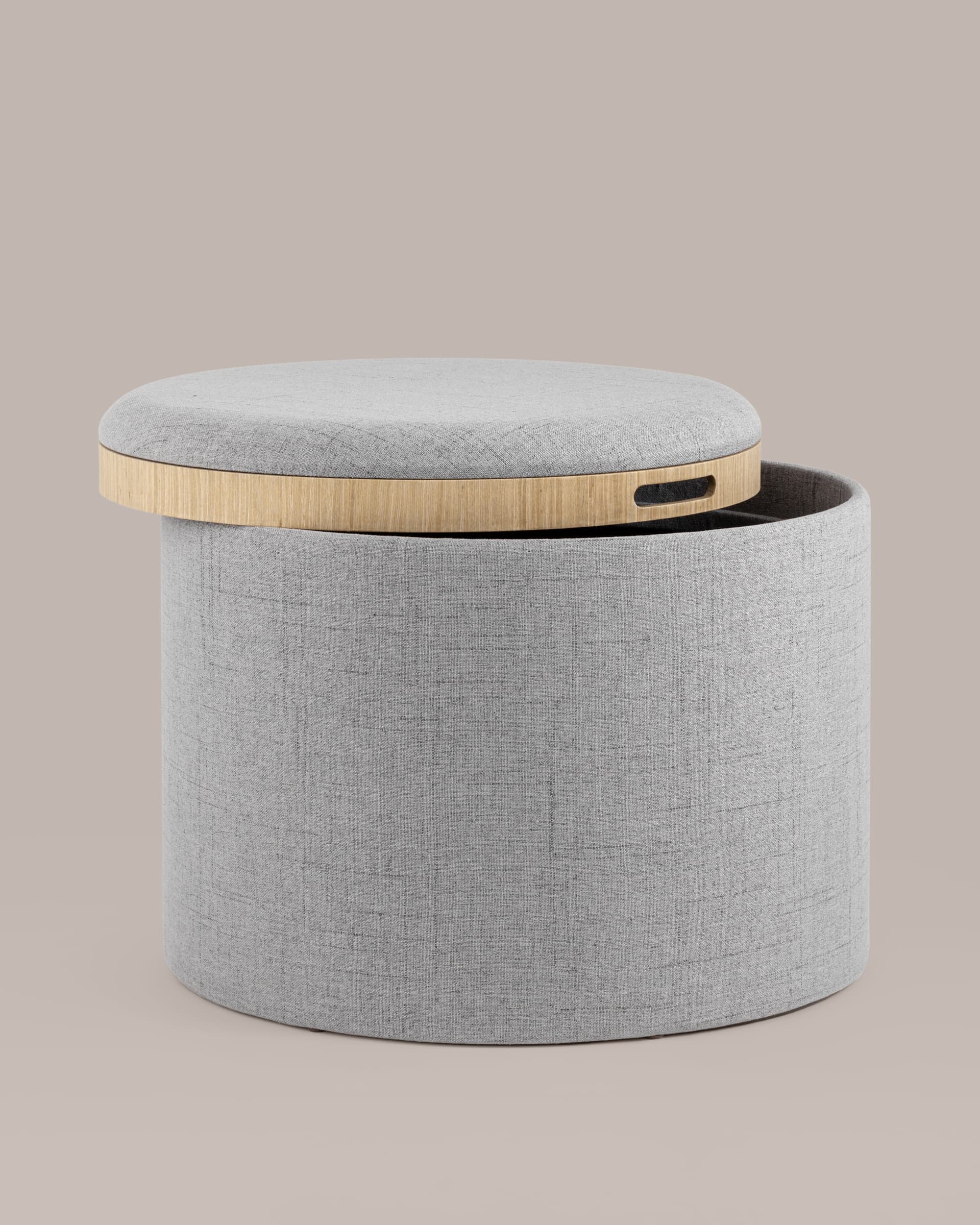 Пуф-столик с ящиком Хюгге L рогожка серый