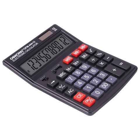 Калькулятор ОФИСМАГ настольный OFM-444, 12 разрядов, ЧЕРНЫЙ, 199x153 мм, 250459