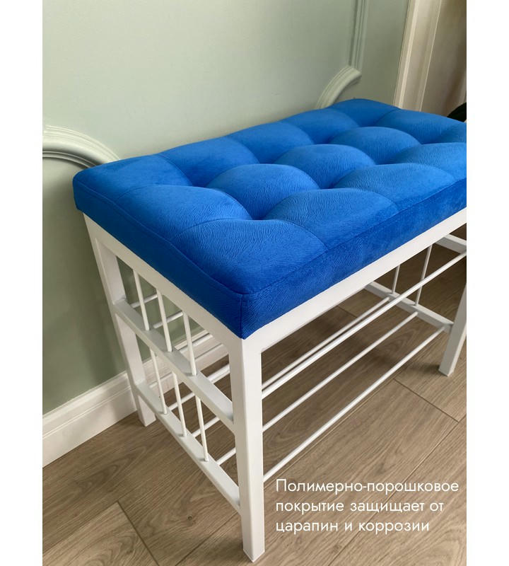 Банкетка Сканди-60-2-х полочная (синий/белый)