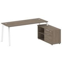 Стол рабочий Metal System Style на металлокаркасе с опорной тумбой БА.РС-СТС-2.5 Пр