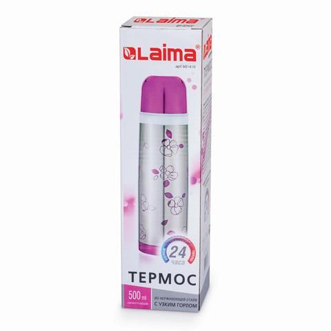 Термос ЛАЙМА с узким горлом, 0,5 л, нержавеющая сталь, с рисунком, 601410