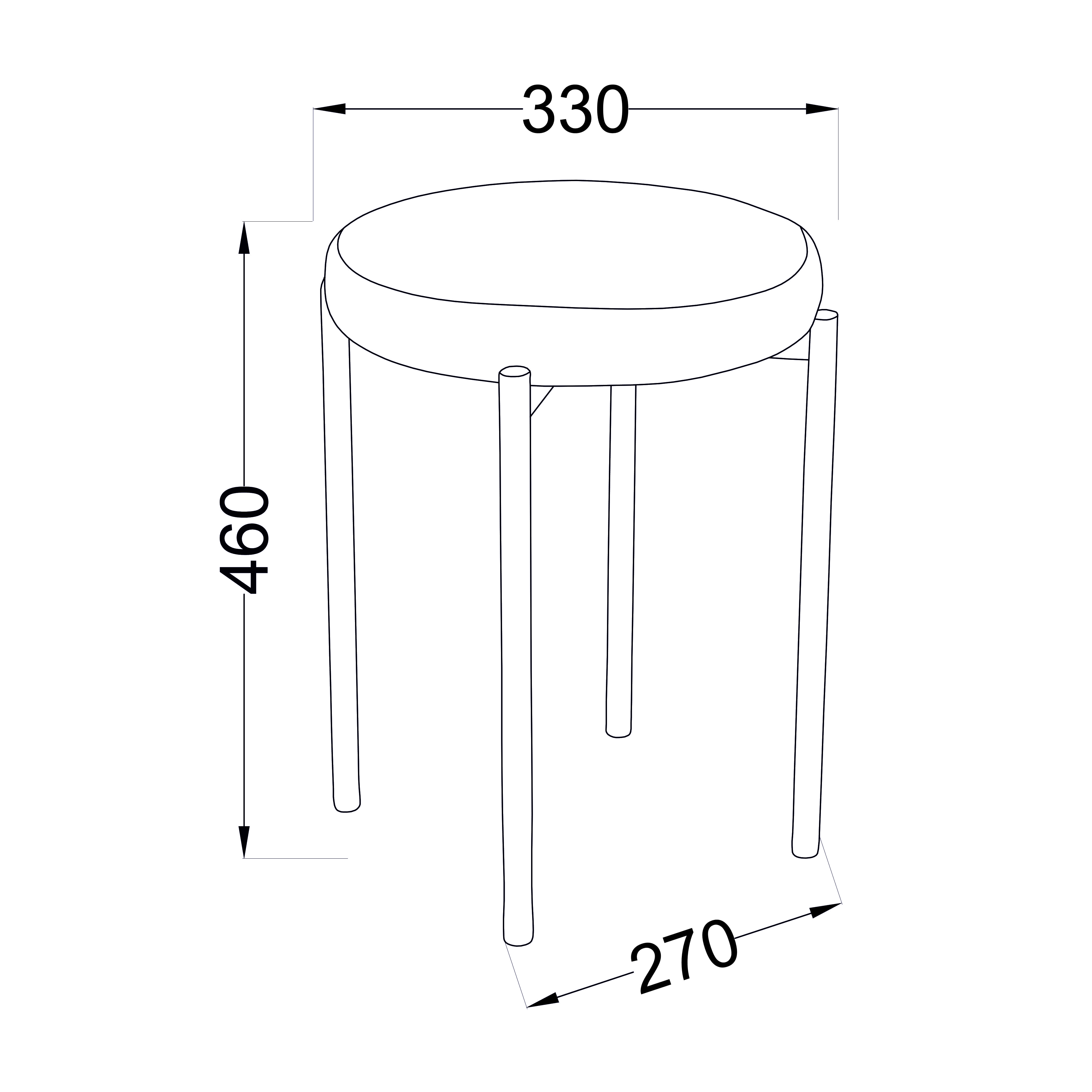 Табурет Grand, серый, велюр