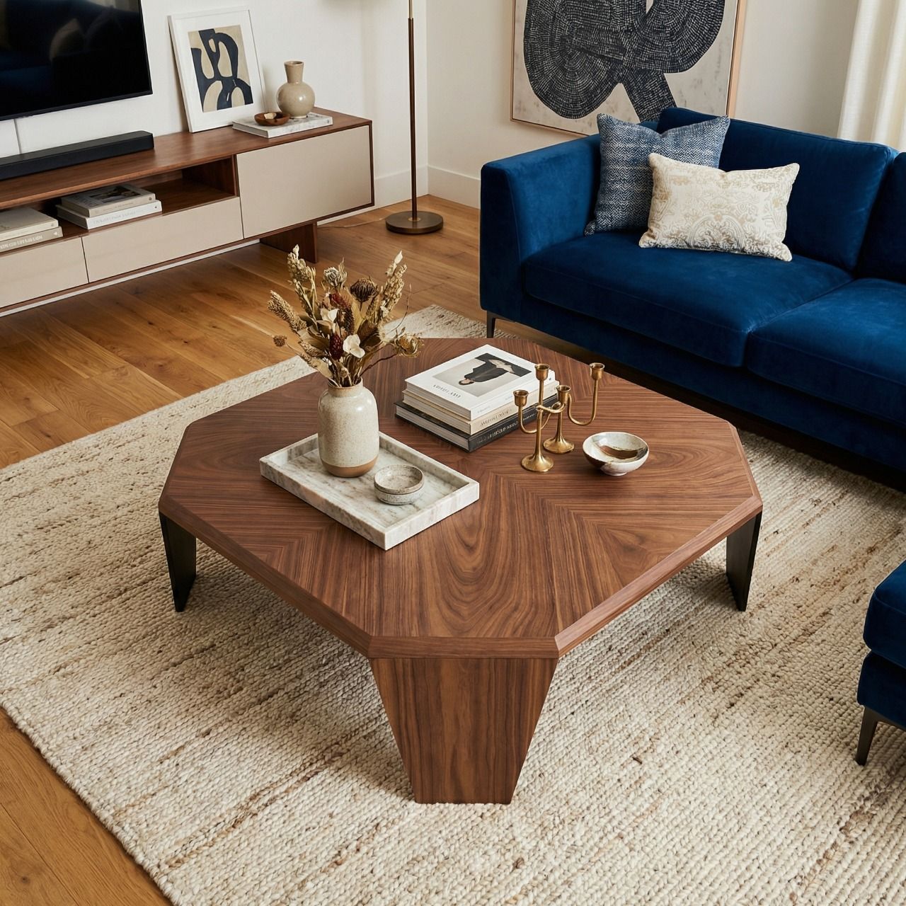 Журнальный столик Ниджи 100х100х30, шпон орех