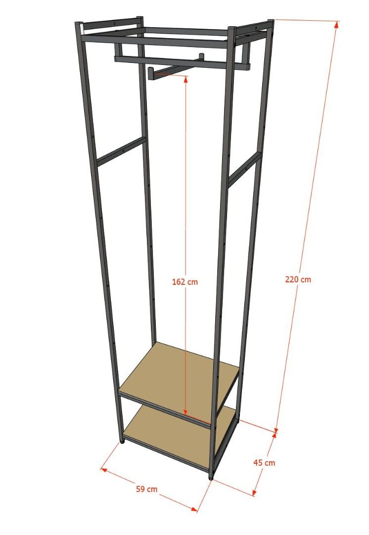Стеллаж для одежды A2260-08-ЧБ 220х60х45