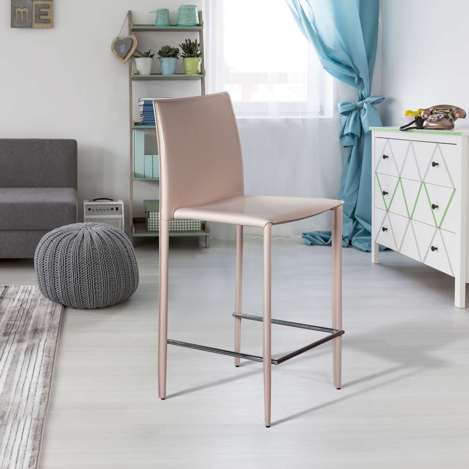 Стул полубарный Рольф, кожа капучино