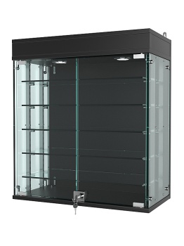 Витрина "АТРИУМ" с регулировочными полками настенная №1А-2Г-РЕГ, Черный