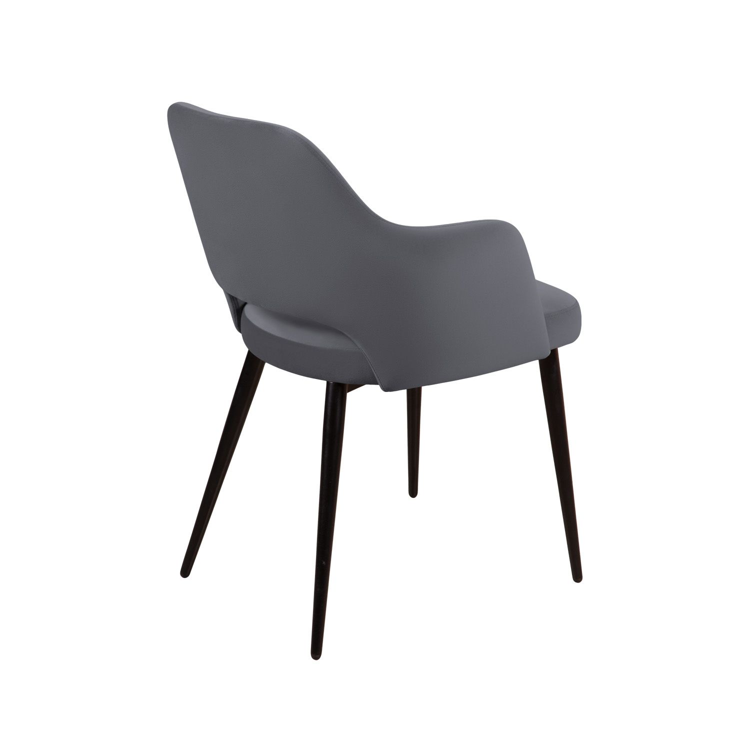 Стул Вильям с подлокотниками, бархат серый 27/ черный конус