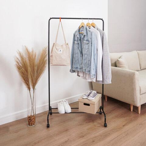 Вешалка для плечиков "Радуга-2", 1520х900х390 мм, передвижная, 2 крючка, металл, черная, ВНП 299 Ч