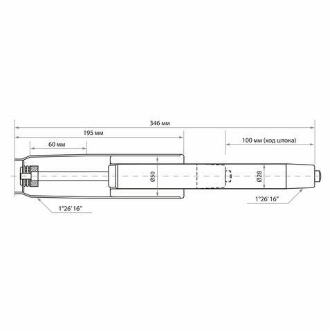 Газлифт прочный BRABIX HD-100 короткий, ХРОМ, в открытом виде 346 мм, d 50 мм, класс 4, 533077