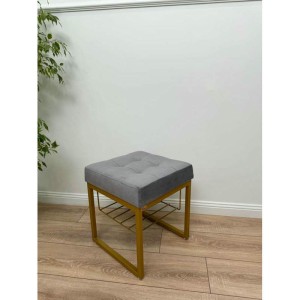 Банкетка Марсей 40-44 с полкой (серый/золото)