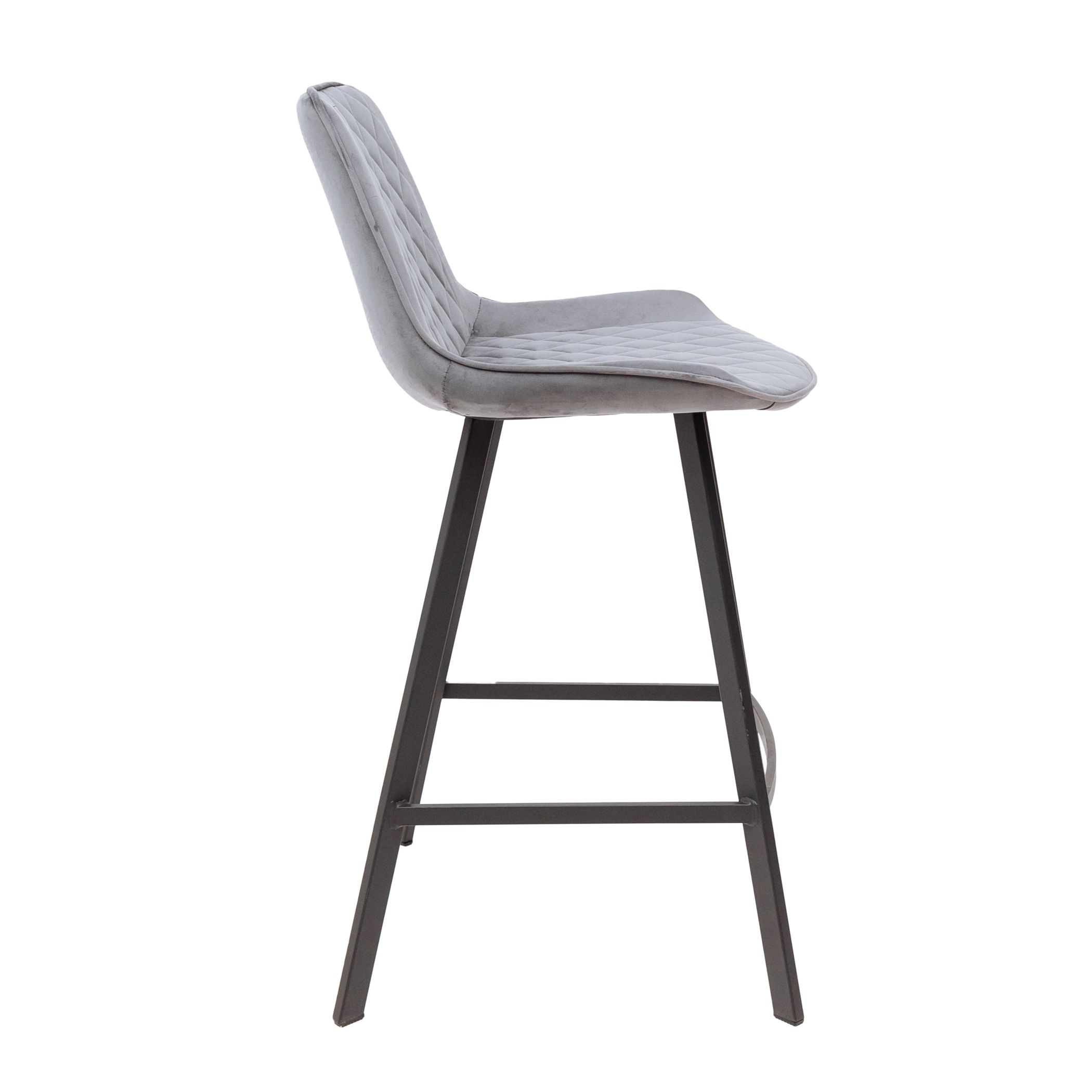 Стул барный Leros, серый, велюр