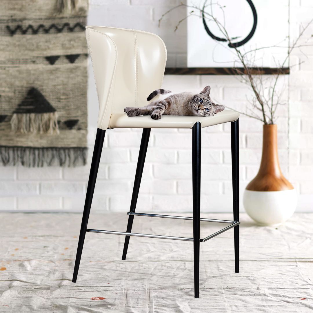 Стул полубарный Альберт, кожа бежевый