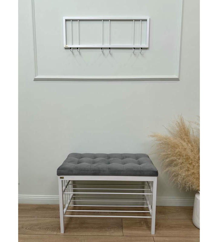 Вешалка настенная металлическая с крючками -73 (белый)