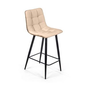 Стул полубарный Уно, бархат бежевый 5 / чёрный конус