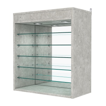 Витрина настенная №1-8ГГ с зеркалом и с подсветкой, Метрополитан Грей