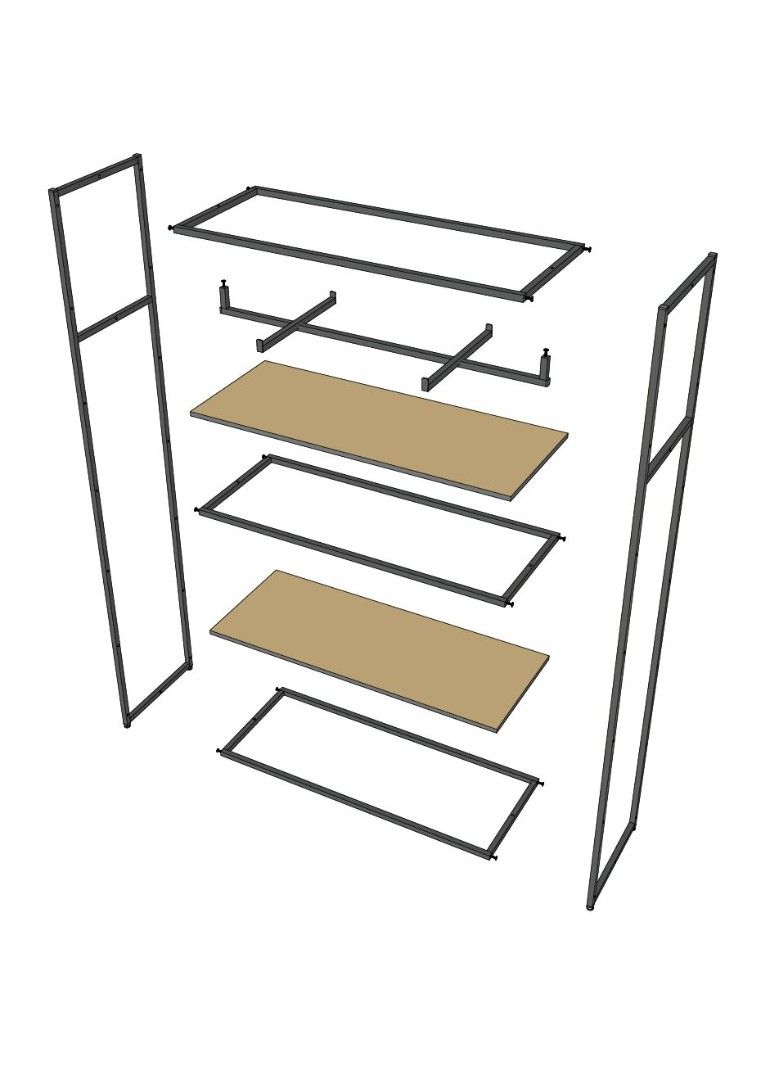 Стеллаж для одежды в стиле Лофт A22120-08-ЧЧ (220х120х45)