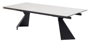 Стол ОРИГАМИ  240 цвет АЙВОРИ (AURA IVORY), керамика / Черный каркас