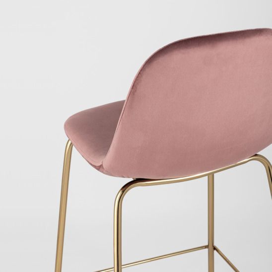 Стул барный Валенсия, велюр пыльно-розовый, золотые ножки