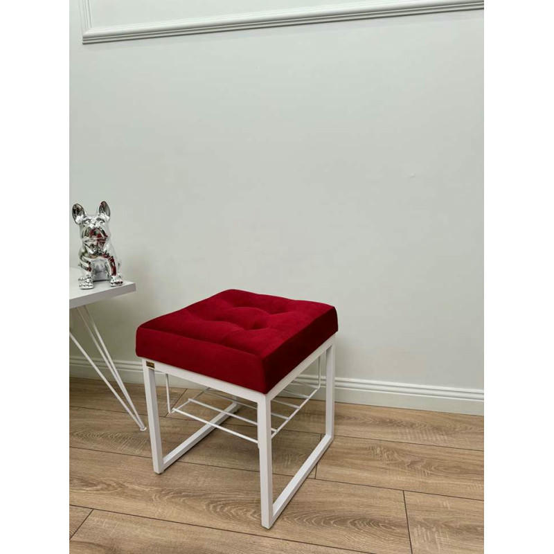 Банкетка Марсей 40-44 с полкой (бордовый /белый)