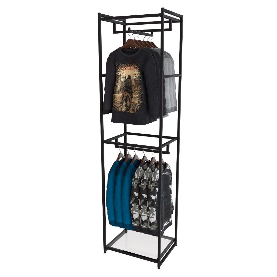 Стеллаж для одежды AС2260-05-Ч со стеклом 220х60х45