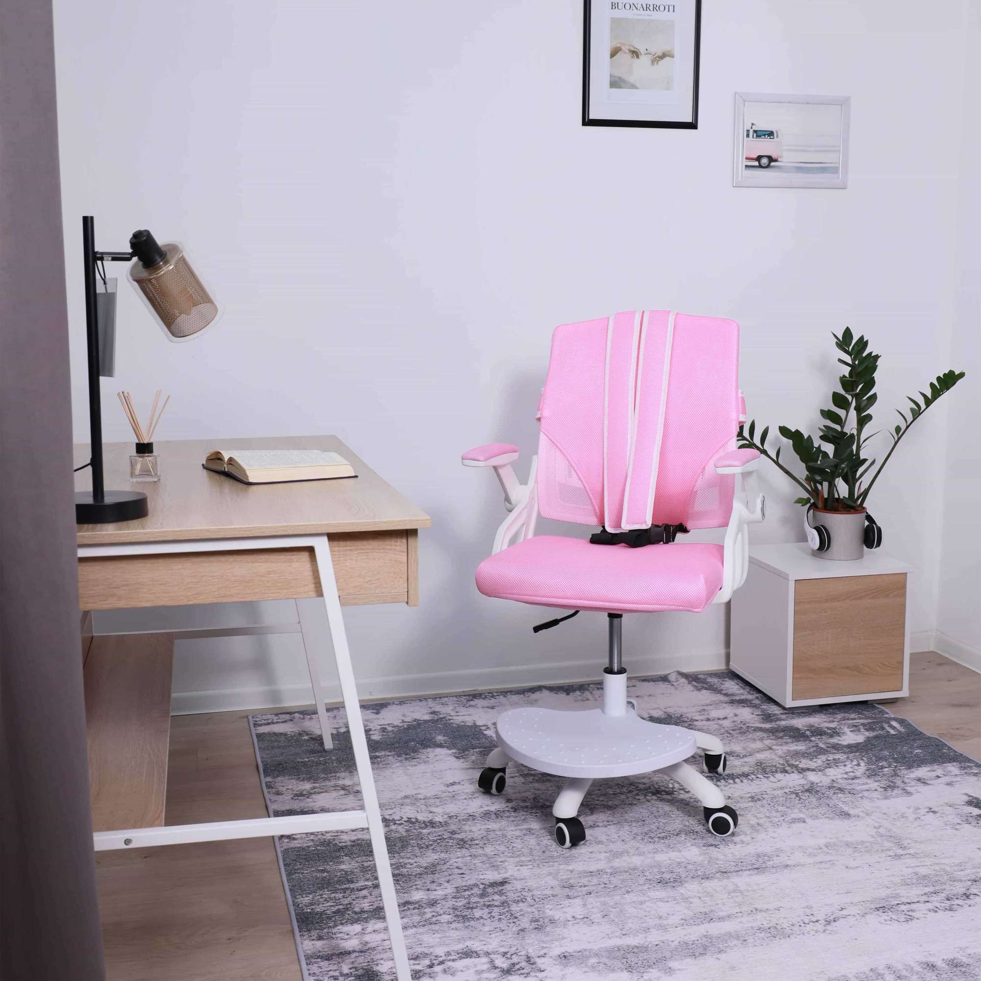 Кресло поворотное Moon, розовый, сетка