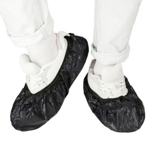 Бахилы двойные, КОМПЛЕКТ 500 шт. (250 пар), STRONG, 39х14 см, 100 мкм, 10 г, черные, ELEGREEN, ЭГЦЧ-100/Н20