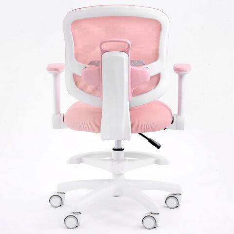 Кресло детское с подставкой для ног BRABIX KIDS "MG-215", сетка/ткань TW, розовое, 533311