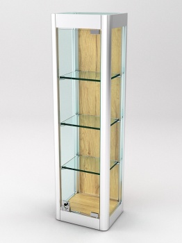 Витрина из профиля настенная "ВАЙБ ИКС" №5-3П-ДСП-170 (задняя стенка ДСП), Дуб Золотистый