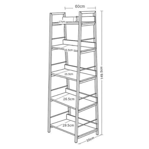 Стеллаж на металлокаркасе BRABIX "LOFT SH-003", 600х350х1500 мм, 5 полок, цвет морёный дуб, 641234