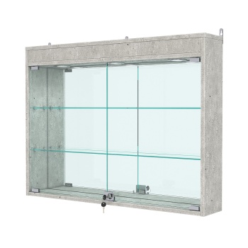 Витрина настенная №3-4А с зеркалом и с подсветкой, Метрополитан Грей