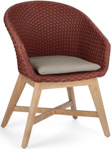 Кресло плетеное с подушкой Coachella натуральный, алый