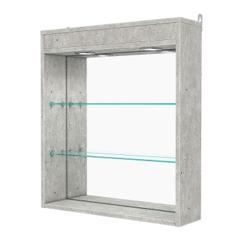 Витрина настенная №1-4Г с зеркалом и с подсветкой, Метрополитан Грей