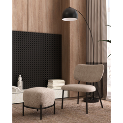 Пуф Стоун ткань букле серо-бежевый