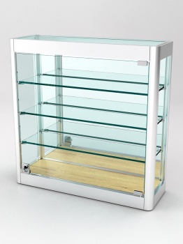 Витрина из профиля настенная "ВАЙБ ИКС" №4-3П-З-170 (задняя стенка Зеркало), Дуб Золотистый