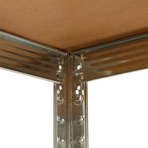 Стеллаж металлический BOOMHOUSE (БУМХАУС) безболтовой, 2000x1000x500 мм, 5 полок МДФ, нагрузка на стеллаж до 875 кг, серебристый, 291415