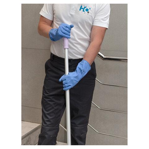 Перчатки латексные КЩС, прочные, хлопковое напыление, размер 8,5-9 L, большой, синие, HQ Profiline, 74735