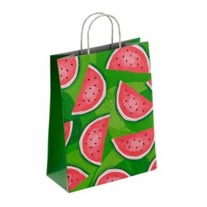 Крафт пакет бумажный Фрукты 26х15х35см с кручеными ручками, плотность 100 гр/м2, белы, 112252