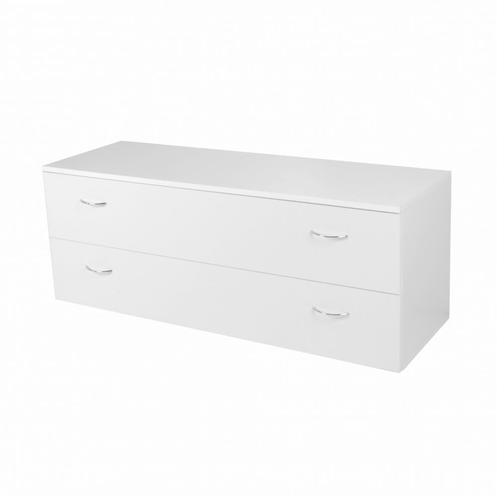 CBDR Эконом-тумба с двумя ящиками с ручками, 1200х400х455Н мм, ЛДСП, цвет белый